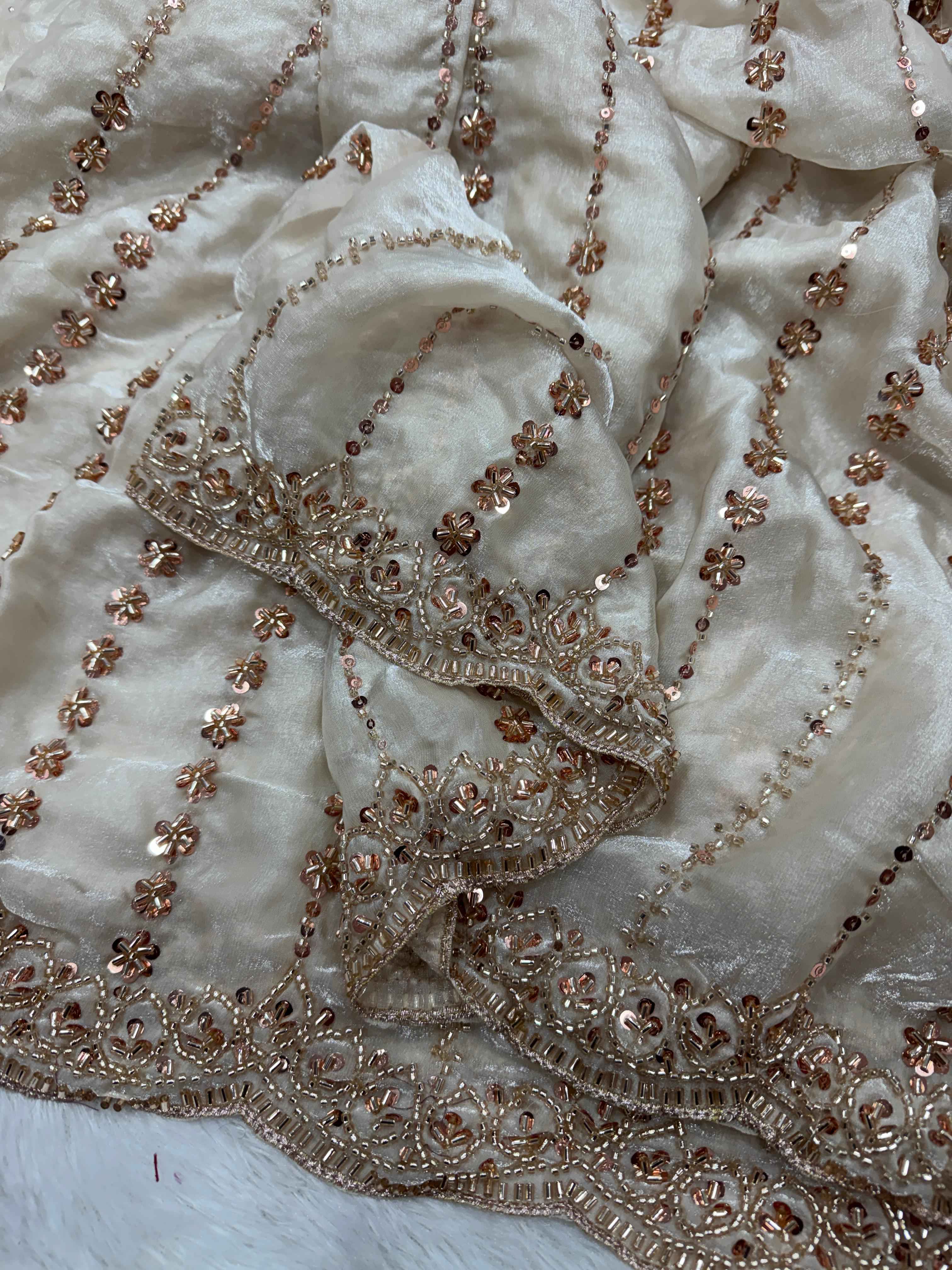 SOFT SPACE SILK BEADS AND SEQUENCE EMBROIDERY WORK SAREE 1 AT WHOLESALE PRICE