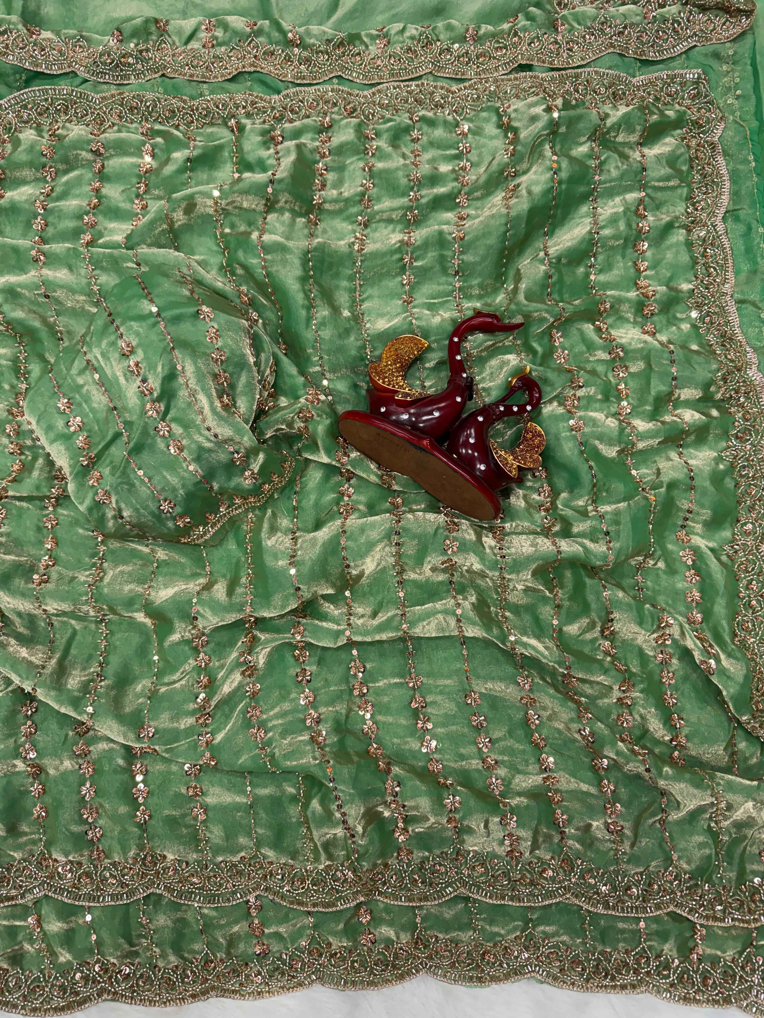 SOFT SPACE SILK BEADS AND SEQUENCE EMBROIDERY WORK SAREE 1 AT WHOLESALE PRICE