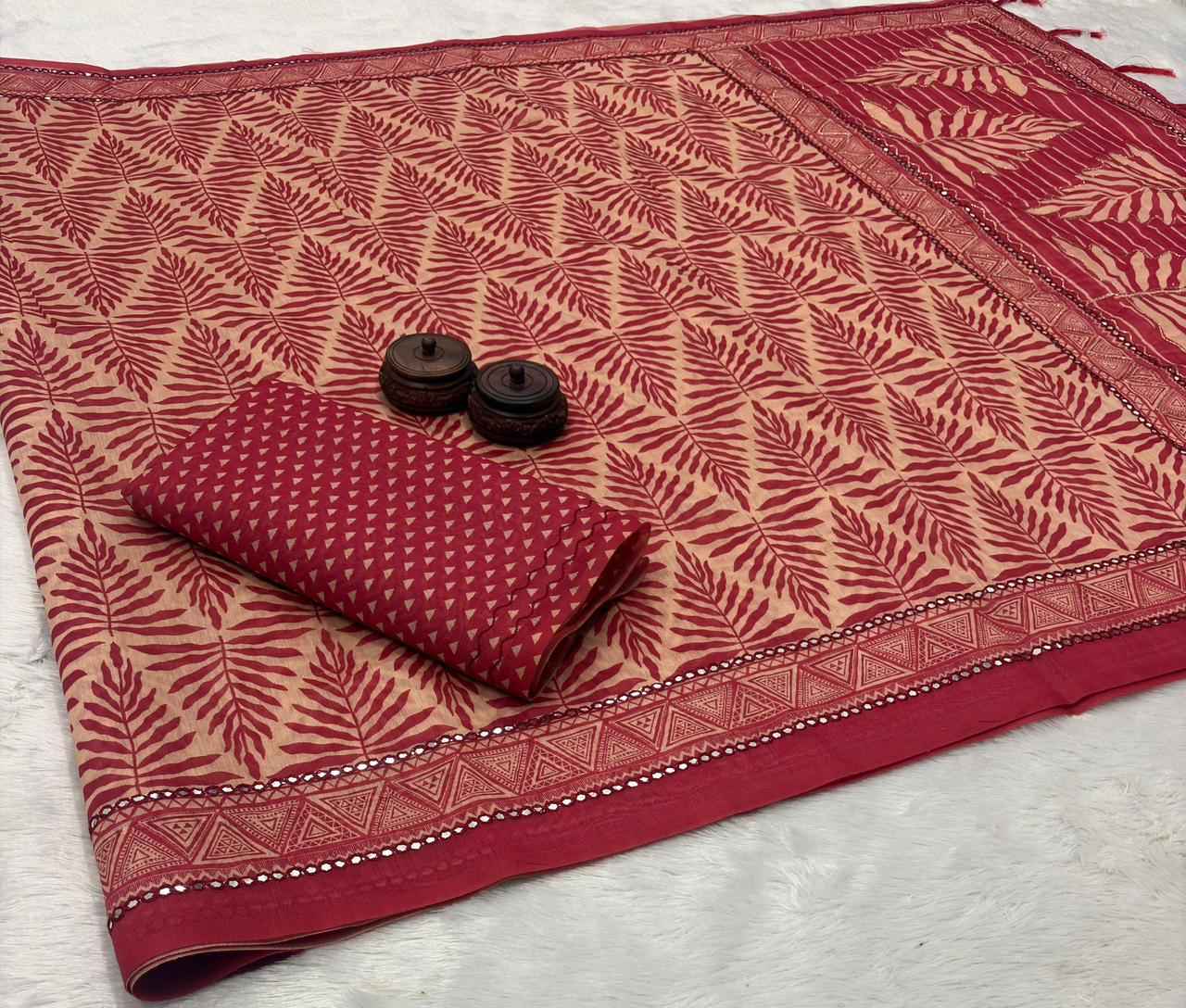 SOFT SPUN COTTON SLUB CODDING AND FOIL MIRROR THREAD WORK SAREE 1 AT WHOLESALE PRICE