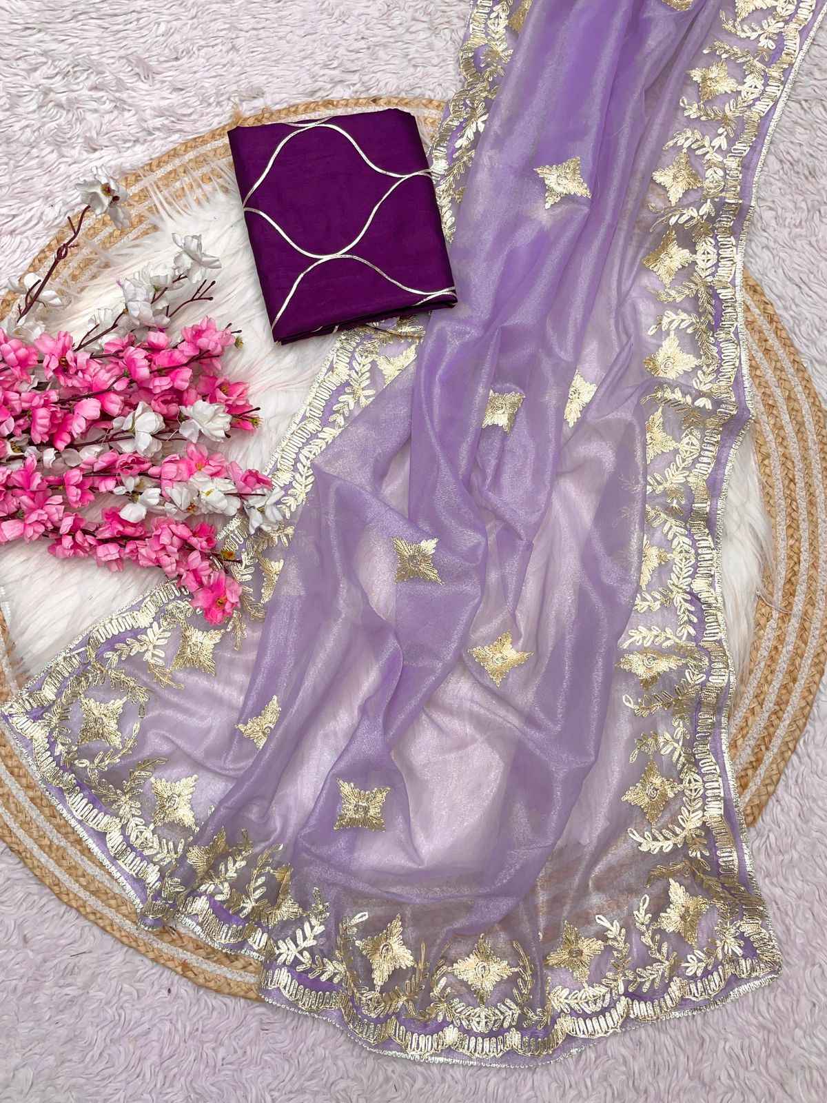 SOFT TWIL NET RABIN WORK PIPING BORDER SAREE AT WHOLESALE PRICE