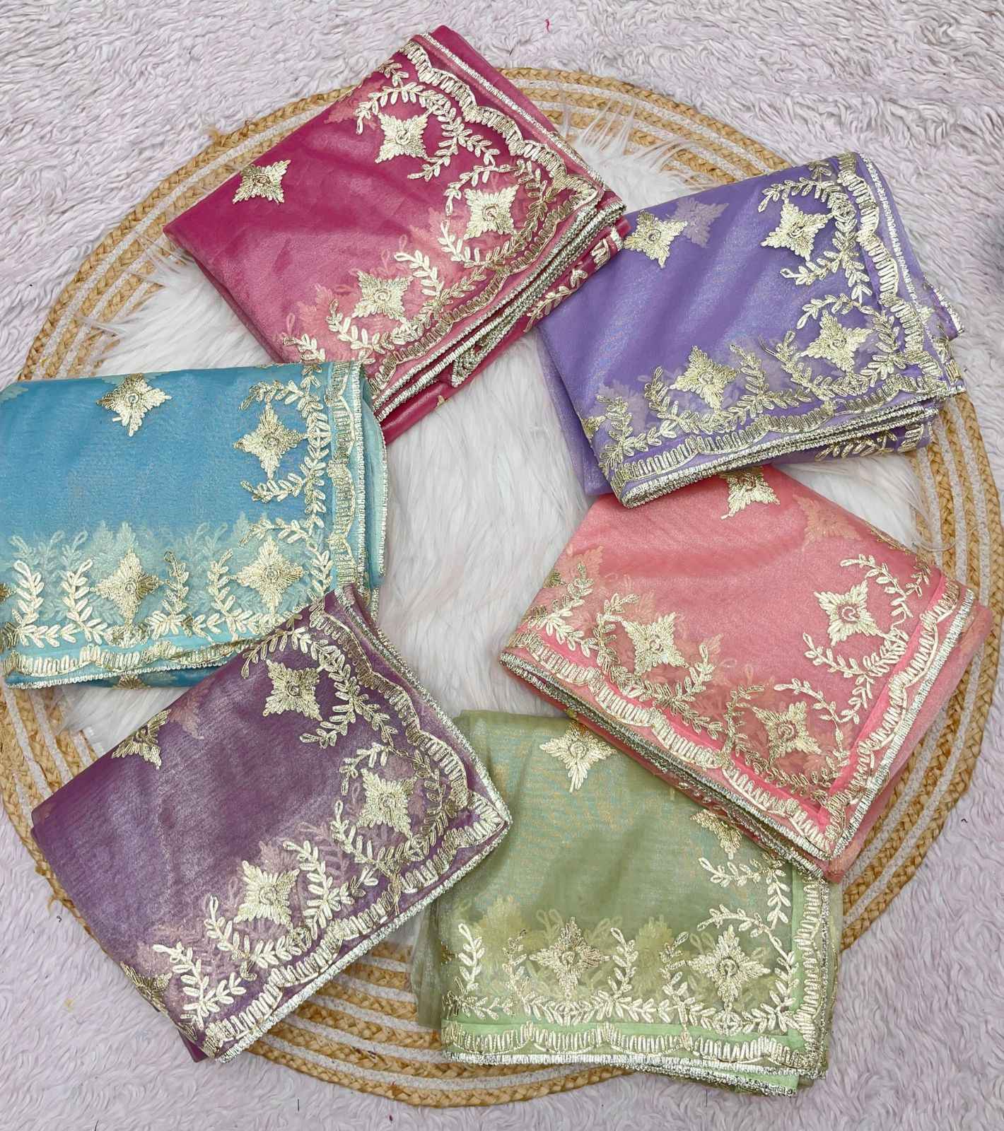 SOFT TWIL NET RABIN WORK PIPING BORDER SAREE AT WHOLESALE PRICE