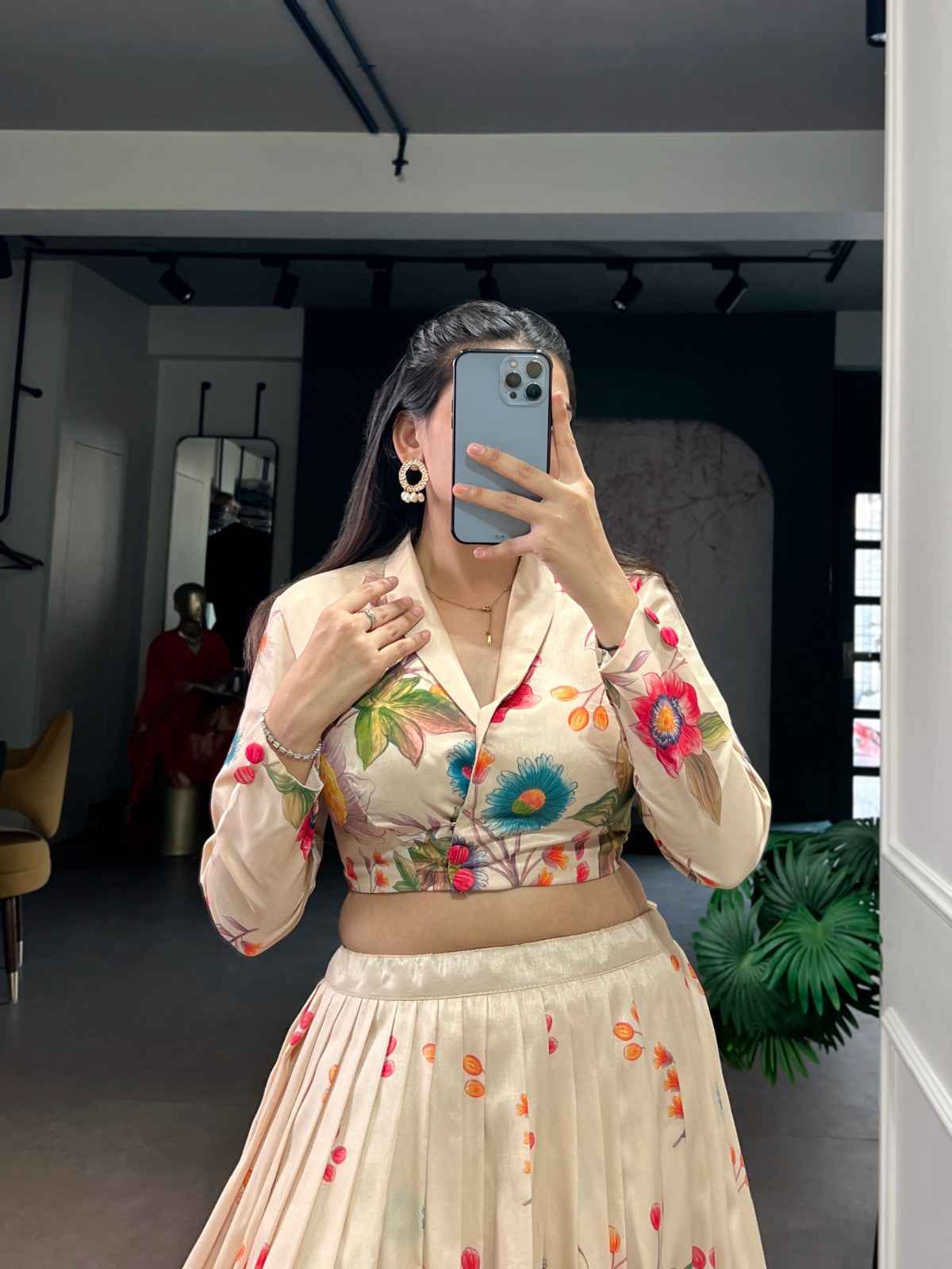 TASAR SILK FLORAL PRINTED LEHENGA CO-ORD SET AT WHOLESALE PRICE