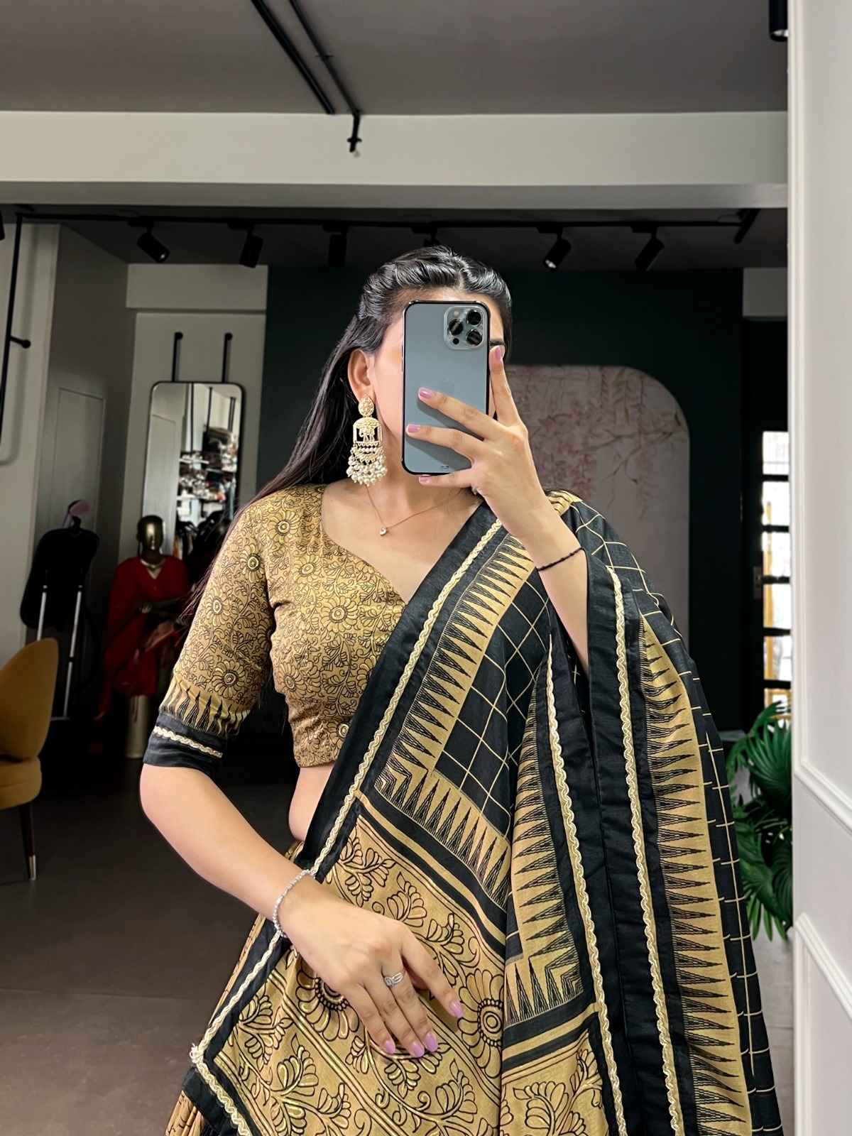 TASAR SILK KALAMKARI PRINT DESIGNER LEHENGA CHOLI AT WHOLESALE PRICE