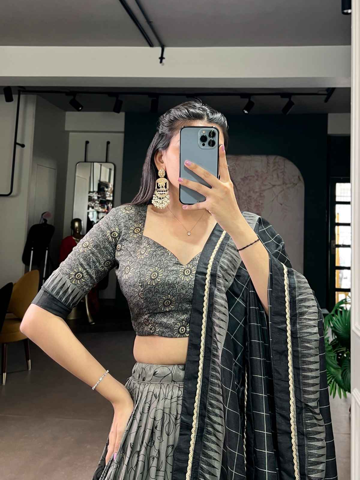 TASAR SILK KALAMKARI PRINT DESIGNER LEHENGA CHOLI AT WHOLESALE PRICE