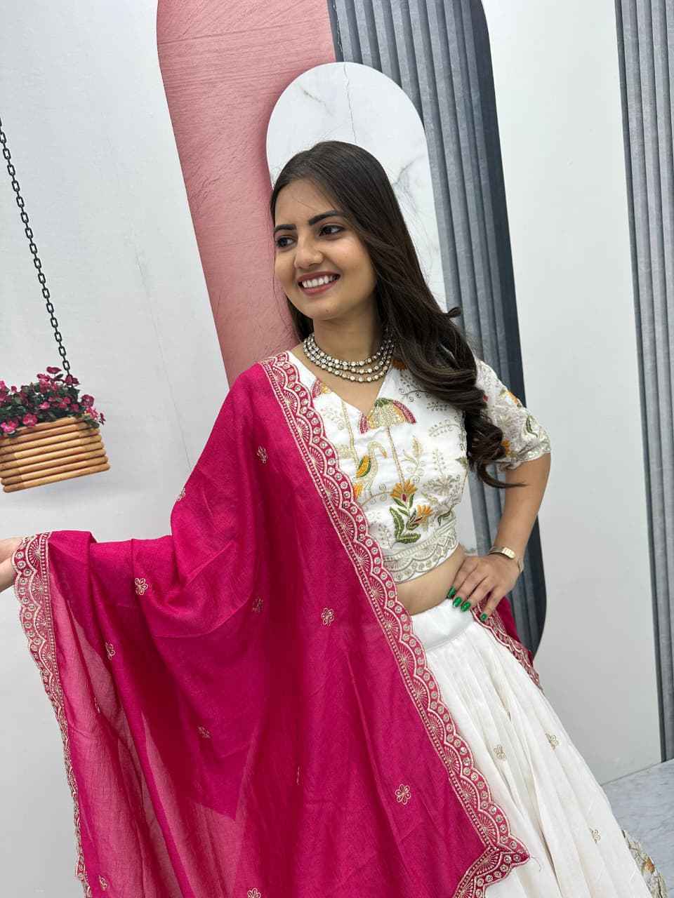 VICHITRA SILK HEAVY THREAD EMBROIDERY AND SEQUENCE WORK LEHENGA CHOLI AT WHOLESALE PRICE