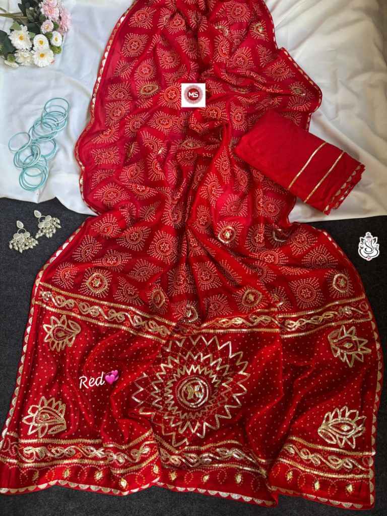 VICHITRA SILK KHADI BANDEJ KACCHI GOTAPATTI WORK SAREE AT WHOLESALE PRICE