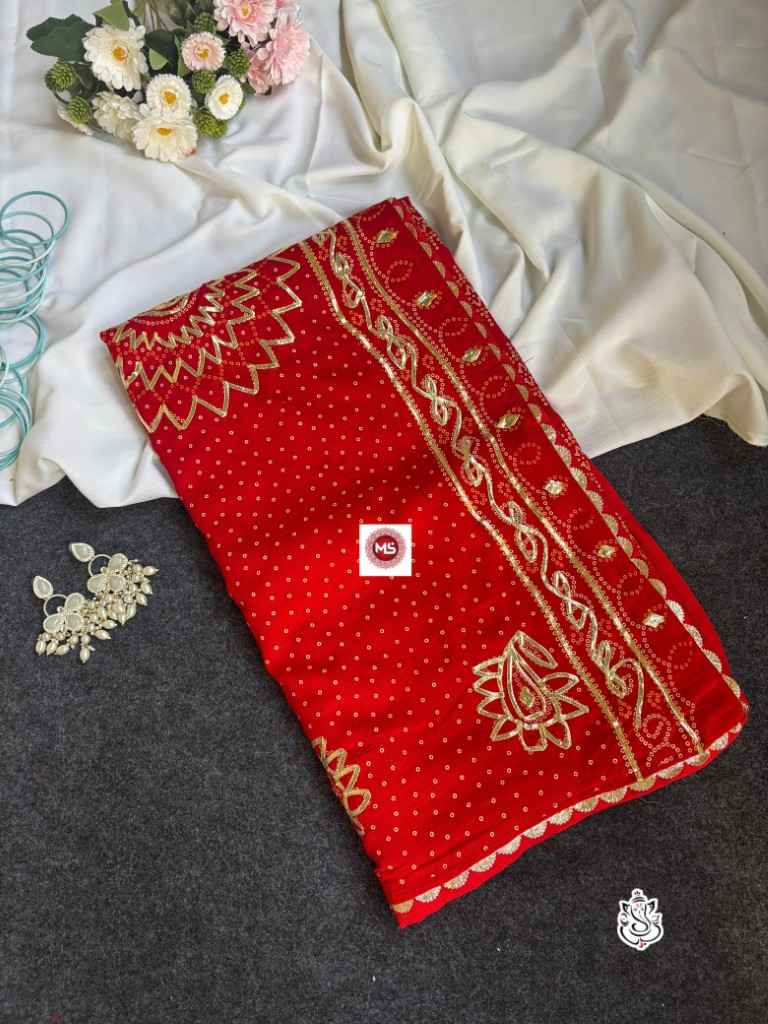 VICHITRA SILK KHADI BANDEJ KACCHI GOTAPATTI WORK SAREE AT WHOLESALE PRICE