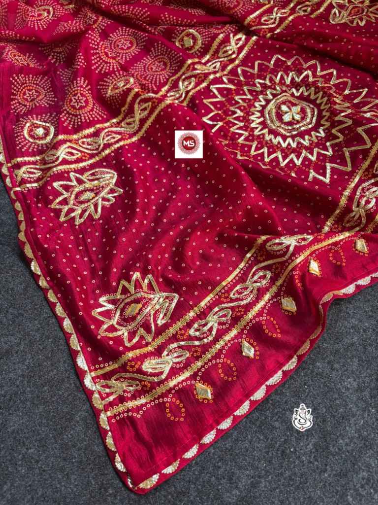 VICHITRA SILK KHADI BANDEJ KACCHI GOTAPATTI WORK SAREE AT WHOLESALE PRICE