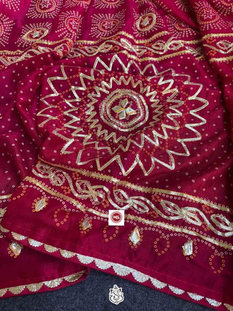 VICHITRA SILK KHADI BANDEJ KACCHI GOTAPATTI WORK SAREE AT WHOLESALE PRICE