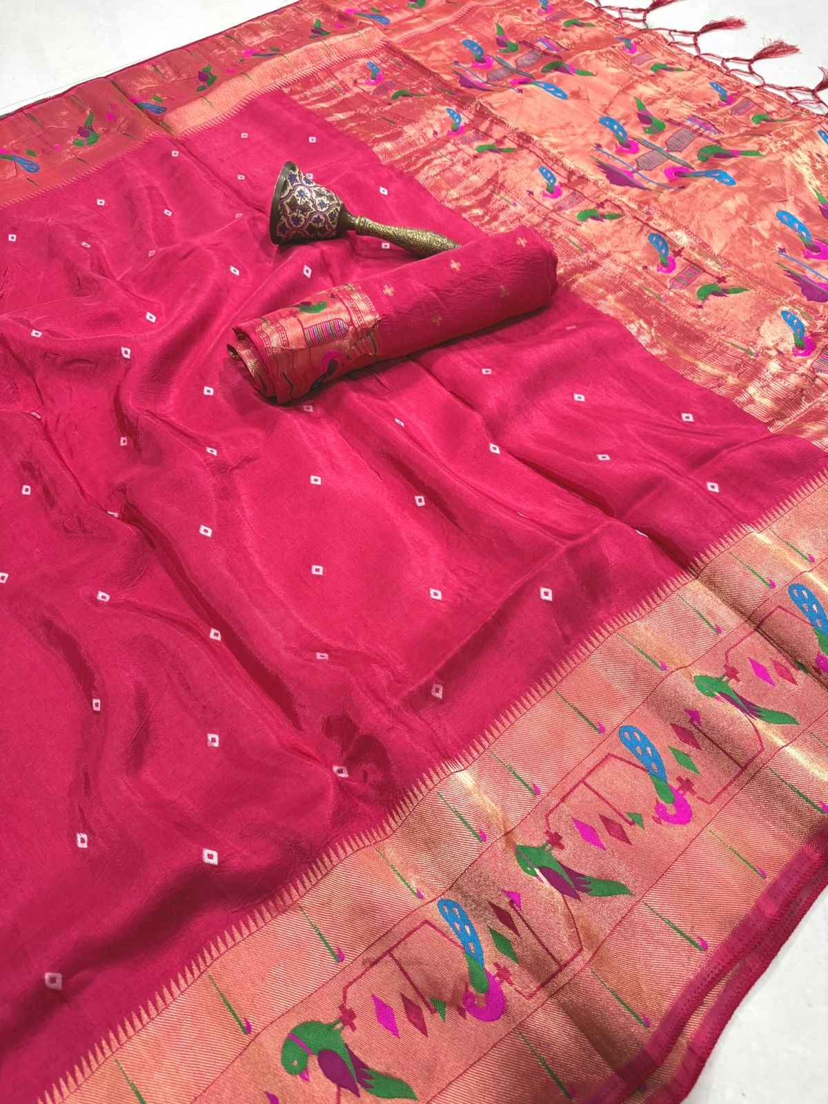 VISCOS SILK MAHARANI BANDHEJ PAITHANI ZARI WEAVING SAREE AT WHOLESALE PRICE 