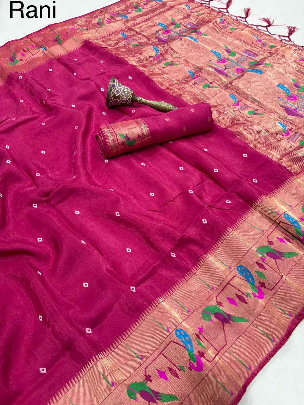VISCOS SILK MAHARANI BANDHEJ PAITHANI ZARI WEAVING SAREE AT WHOLESALE PRICE 