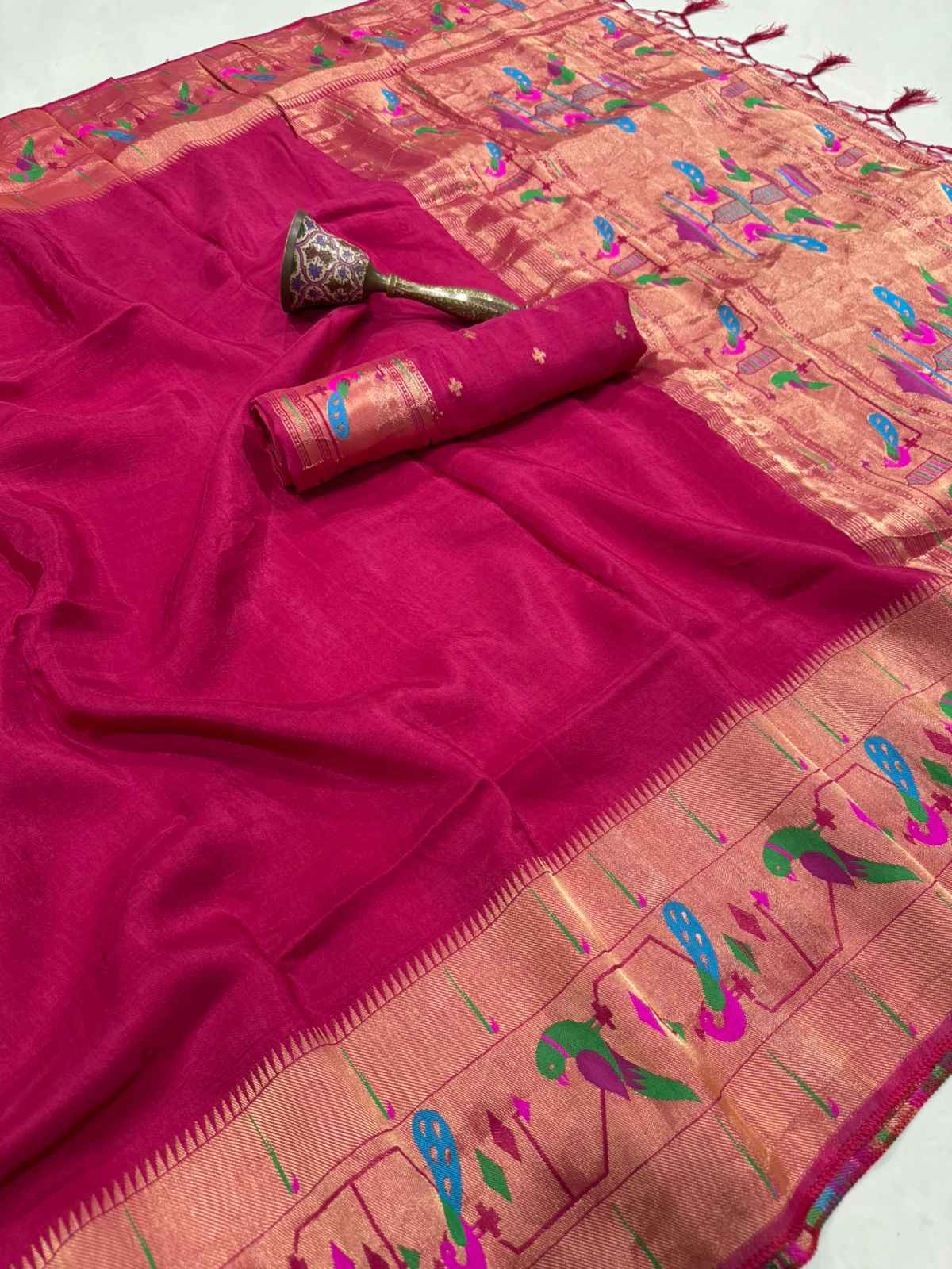 VISCOS SILK MAHARANI BANDHEJ PAITHANI ZARI WEAVING SAREE AT WHOLESALE PRICE 