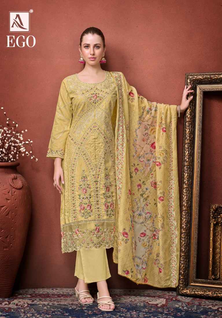 ALOK EGO PURE ZAM COTTON PAKISTANI EMBROIDERY WORK DRESS MATERIAL