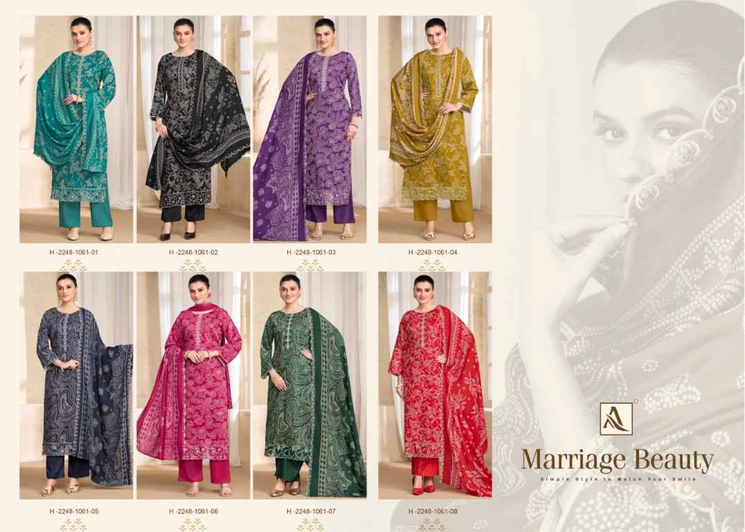 ALOK MARRIAGE BEAUTY PURE ZAM COTTON EMBROIDERY WORK DRESS MATERIAL