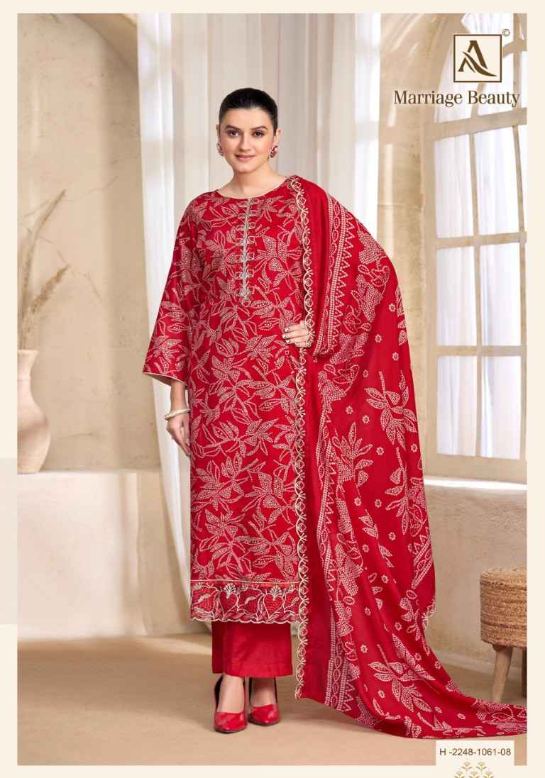 ALOK MARRIAGE BEAUTY PURE ZAM COTTON EMBROIDERY WORK DRESS MATERIAL