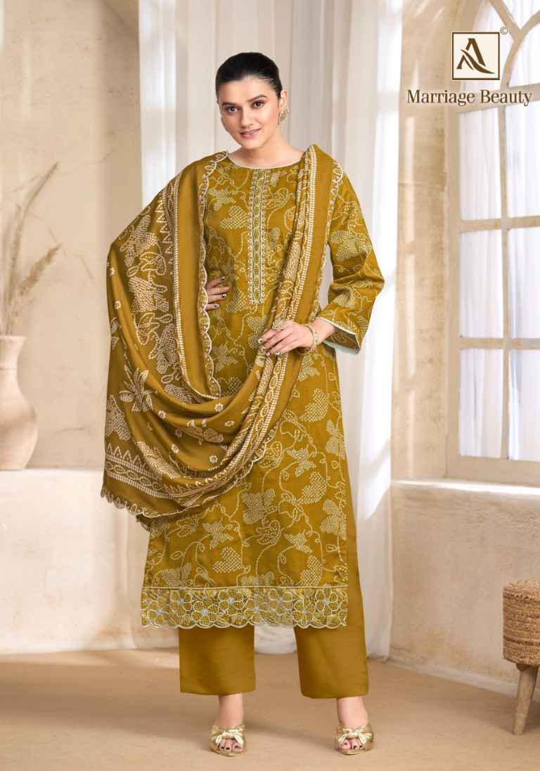 ALOK MARRIAGE BEAUTY PURE ZAM COTTON EMBROIDERY WORK DRESS MATERIAL