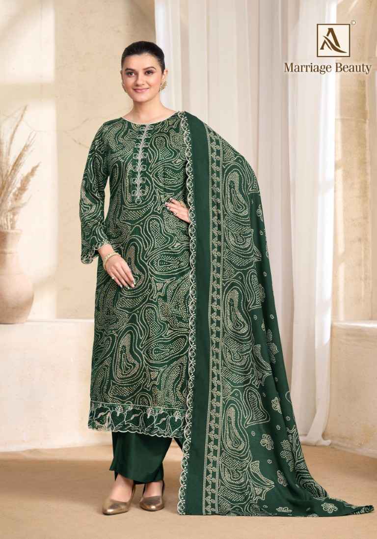 ALOK MARRIAGE BEAUTY PURE ZAM COTTON EMBROIDERY WORK DRESS MATERIAL