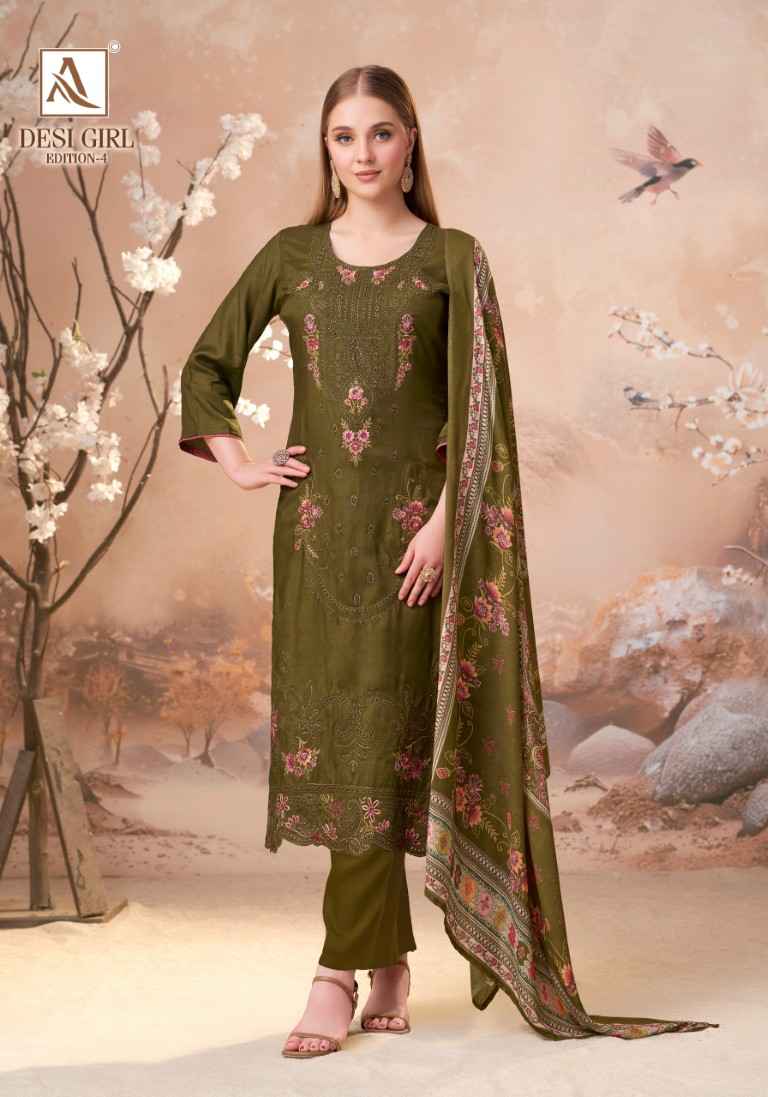 ALOK DESI GIRL VOL-4 VISCOSE MASLIN EMBROIDERY WORK DRESS MATERIAL