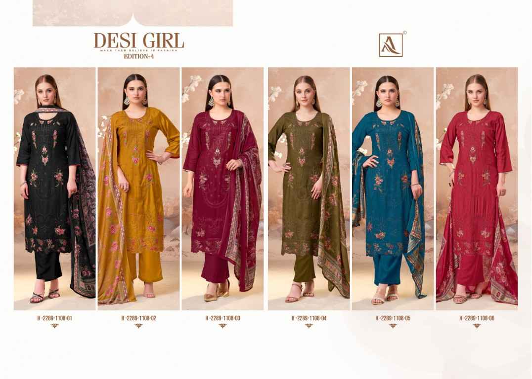 ALOK DESI GIRL VOL-4 VISCOSE MASLIN EMBROIDERY WORK DRESS MATERIAL