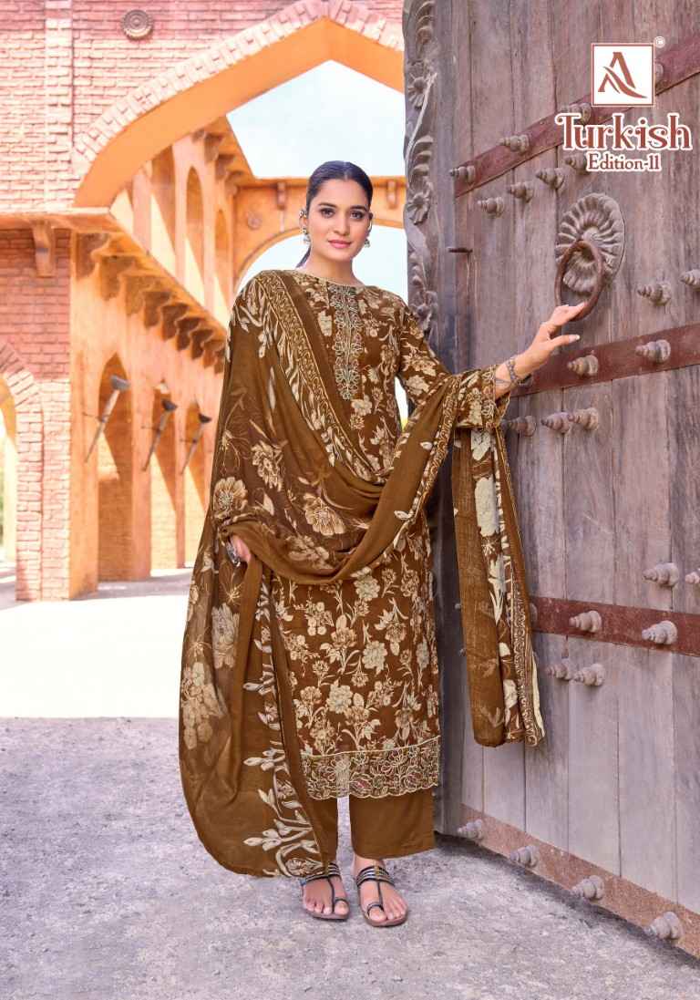 ALOK TURKISH VOL-11 PURE VISCOSE REYON PRINT EMBROIDERY WORK DRESS MATERIAL