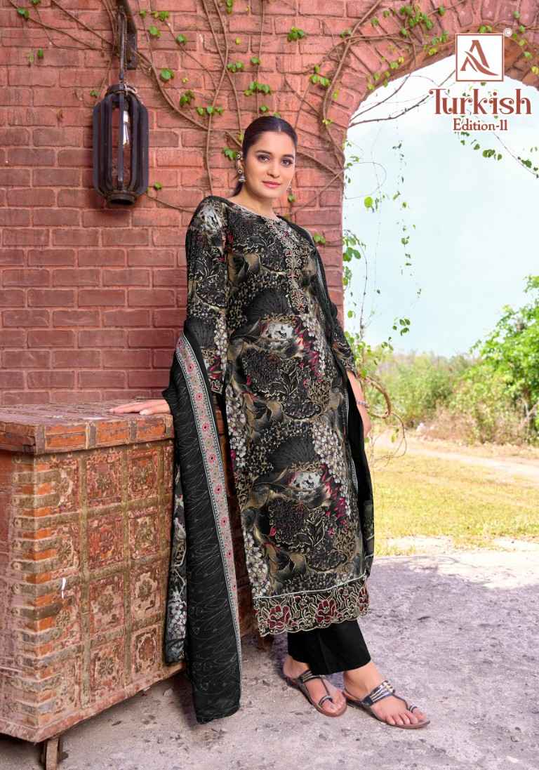 ALOK TURKISH VOL-11 PURE VISCOSE REYON PRINT EMBROIDERY WORK DRESS MATERIAL