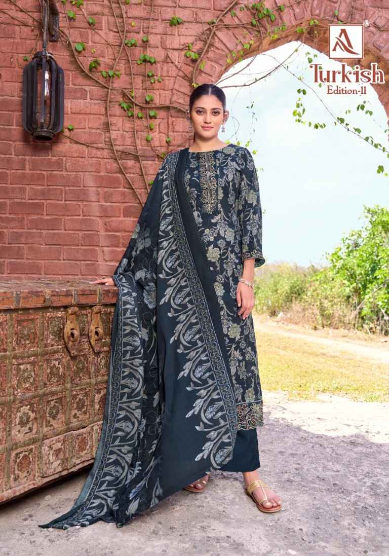 ALOK TURKISH VOL-11 PURE VISCOSE REYON PRINT EMBROIDERY WORK DRESS MATERIAL