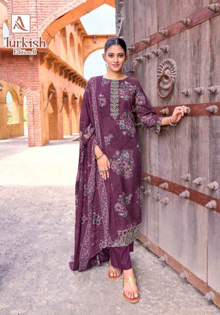 ALOK TURKISH VOL-11 PURE VISCOSE REYON PRINT EMBROIDERY WORK DRESS MATERIAL