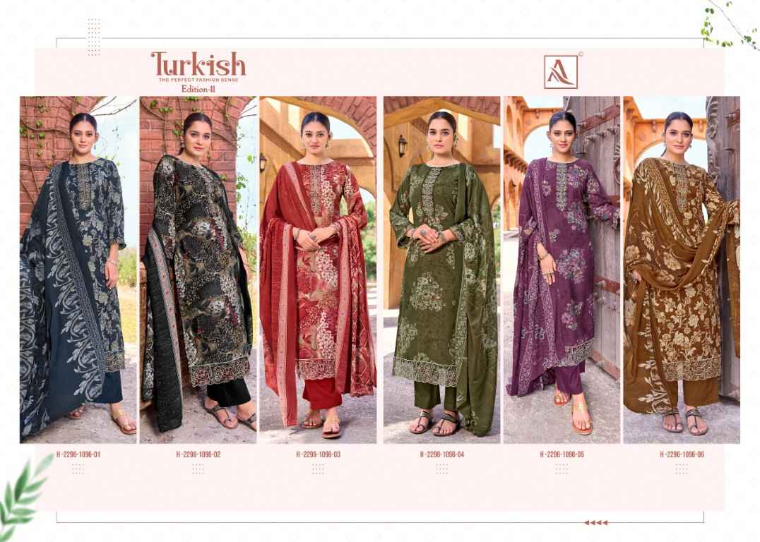 ALOK TURKISH VOL-11 PURE VISCOSE REYON PRINT EMBROIDERY WORK DRESS MATERIAL