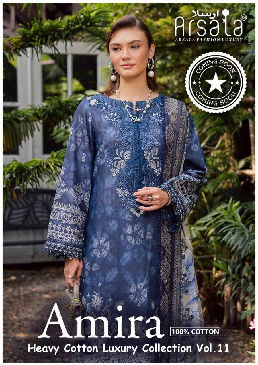 ARSALA AMIRA VOL-11 HEAVY LAWN COTTON DRESS MATERIAL AT WHOLESALE PRICE