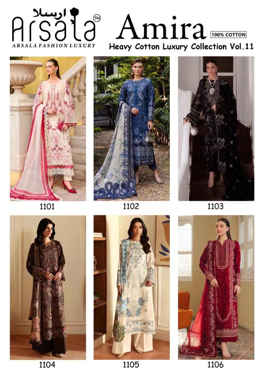 ARSALA AMIRA VOL-11 HEAVY LAWN COTTON DRESS MATERIAL AT WHOLESALE PRICE
