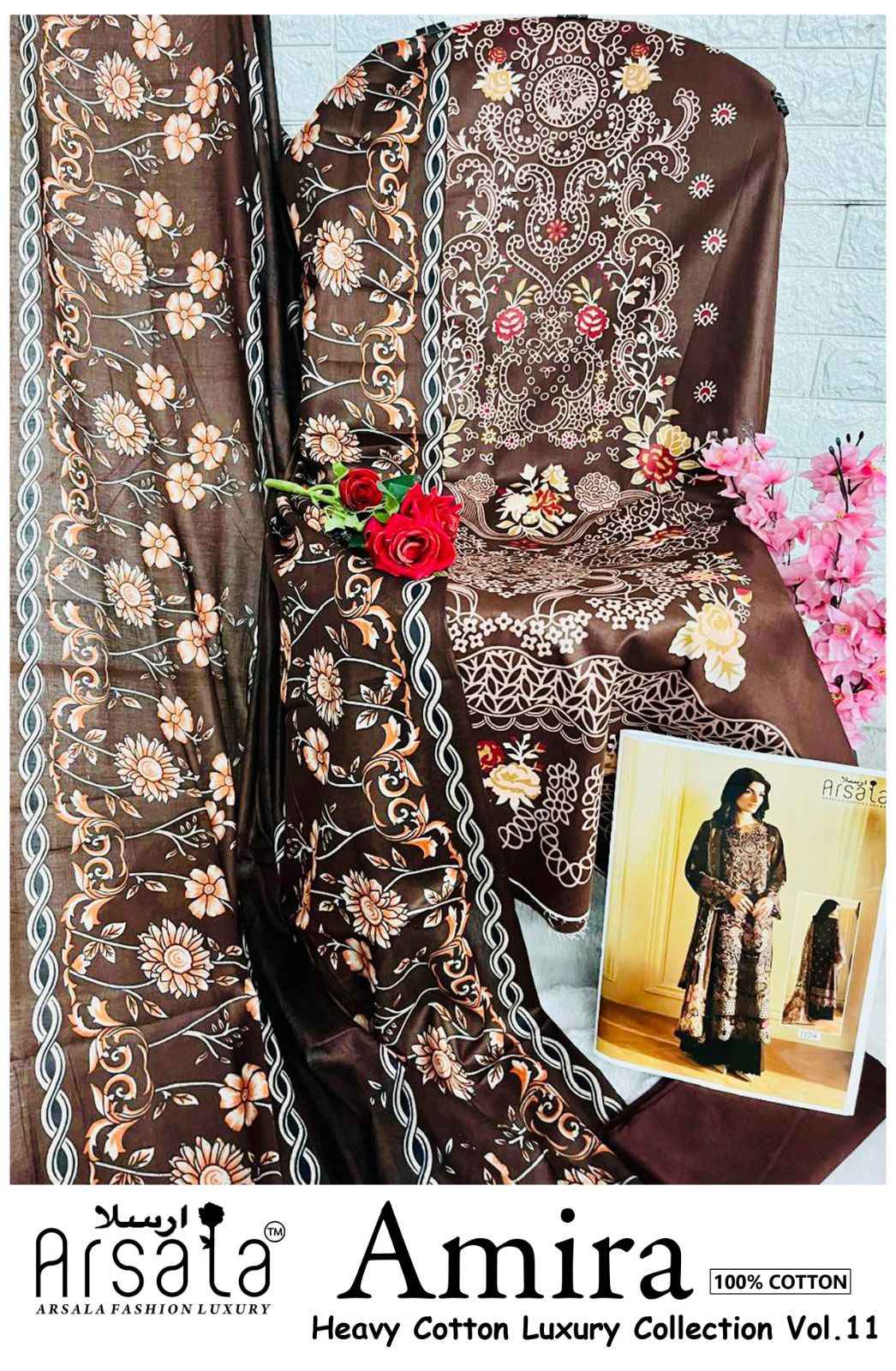 ARSALA AMIRA VOL-11 HEAVY LAWN COTTON DRESS MATERIAL AT WHOLESALE PRICE