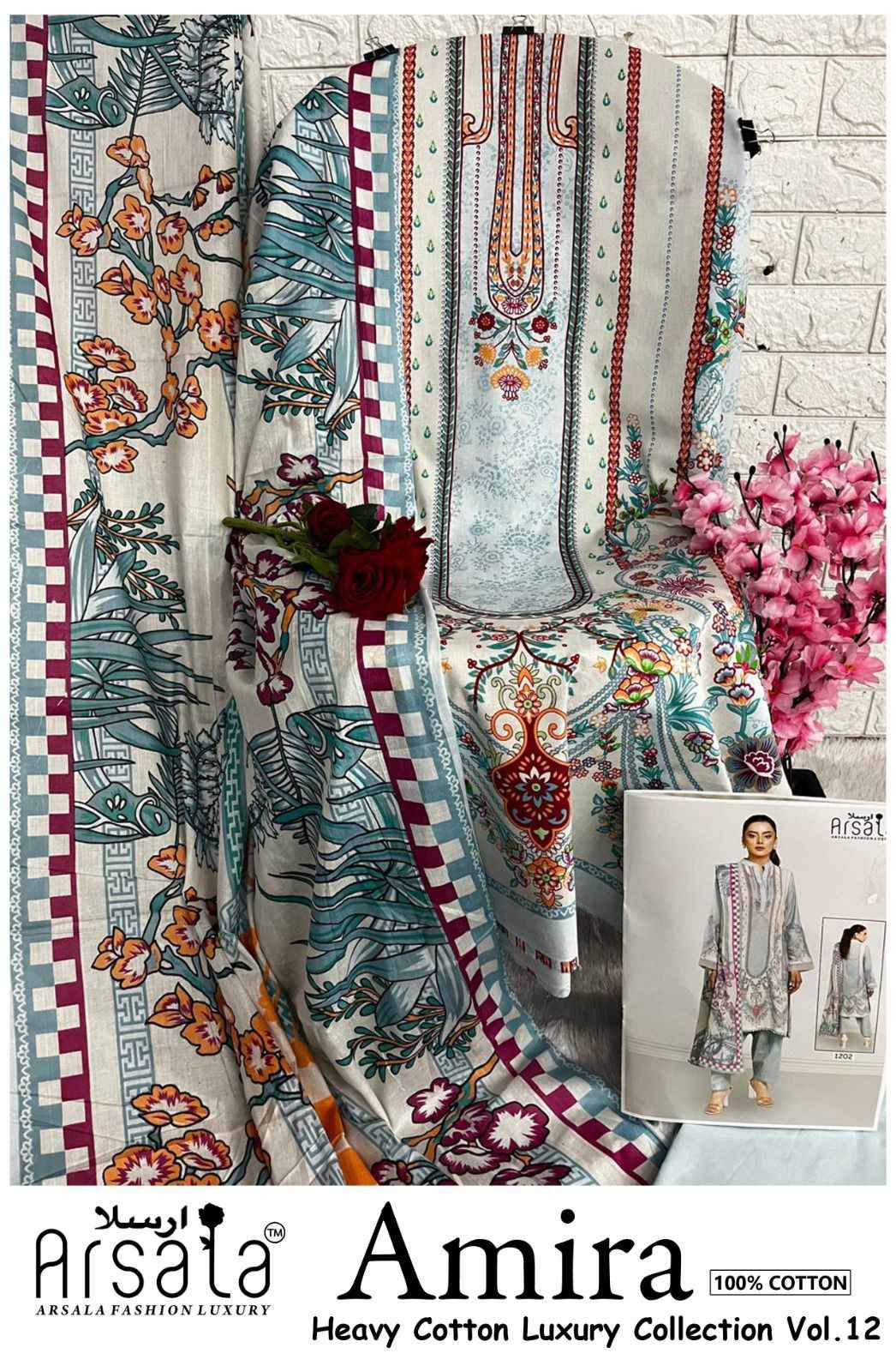 ARSALA AMIRA VOL-12 HEAVY LAWN COTTON DRESS MATERIAL