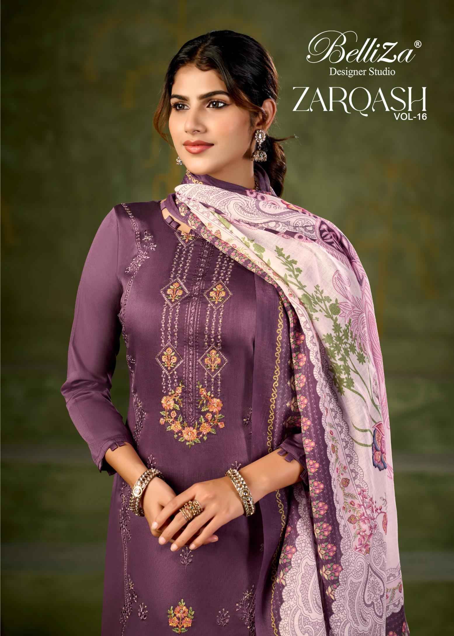 BELLIZA ZARQASH VOL-16 PURE HEAVY JAM COTTON DRESS MATERIAL