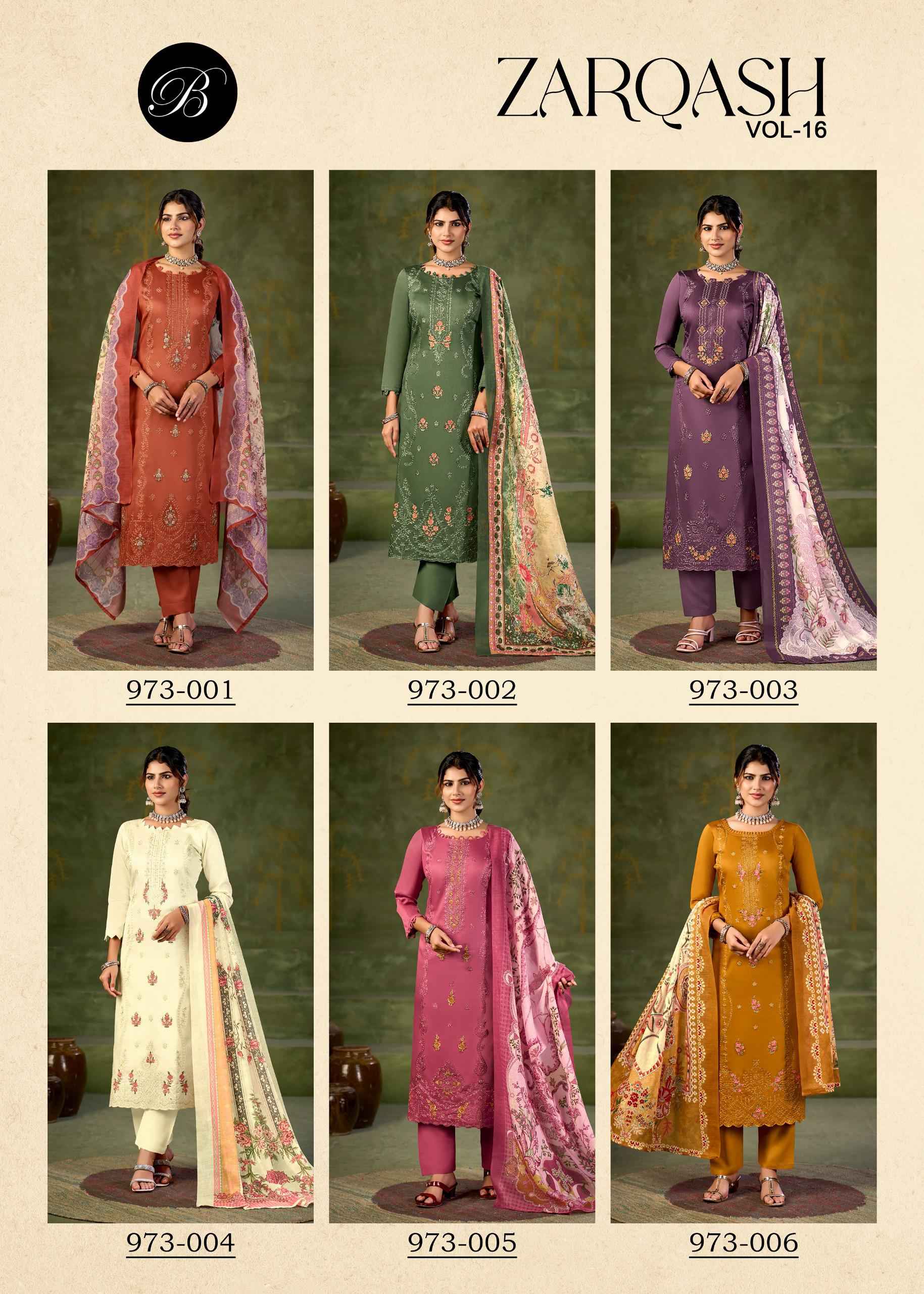 BELLIZA ZARQASH VOL-16 PURE HEAVY JAM COTTON DRESS MATERIAL