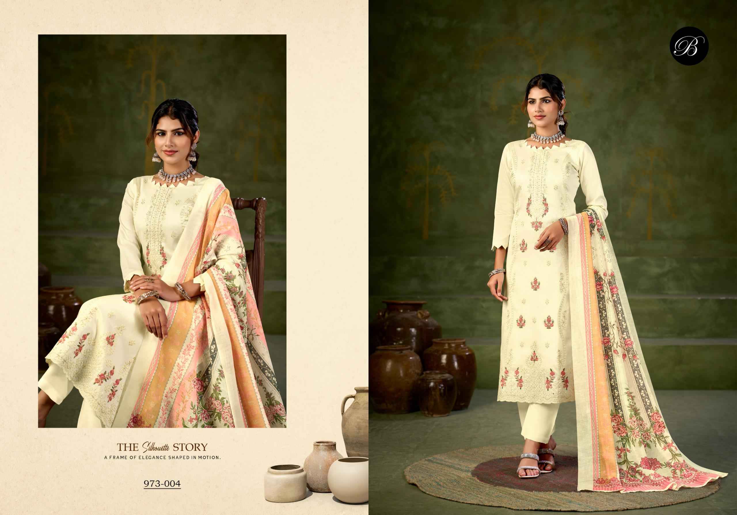 BELLIZA ZARQASH VOL-16 PURE HEAVY JAM COTTON DRESS MATERIAL