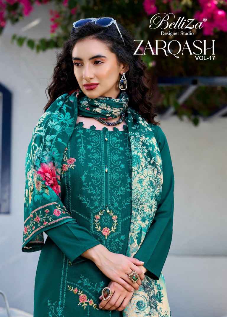 BELLIZA ZARQASH VOL-17 PURE HEAVY JAM COTTON DRESS MATERIAL