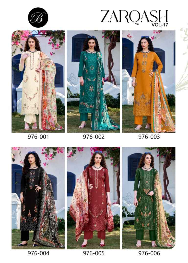 BELLIZA ZARQASH VOL-17 PURE HEAVY JAM COTTON DRESS MATERIAL