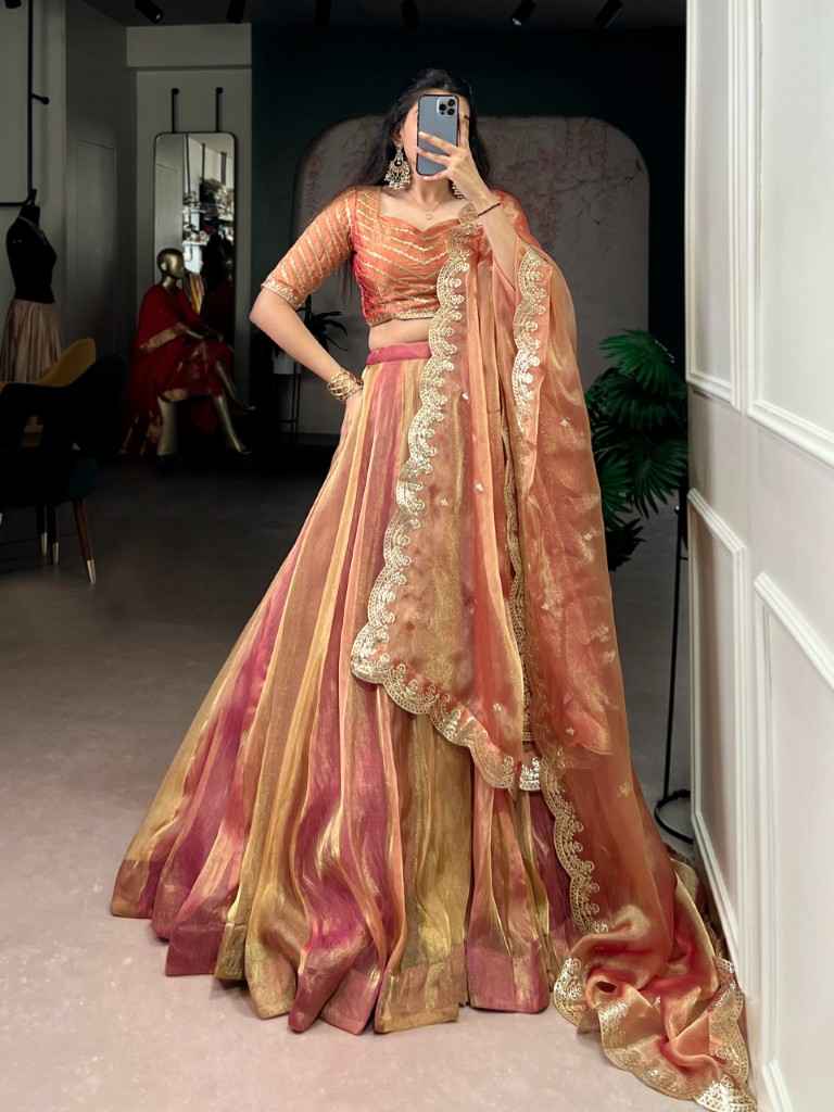 CARIKA SILK SEQUINS THREAD EMBROIDERY WORK LEHENGA CHOLI 
