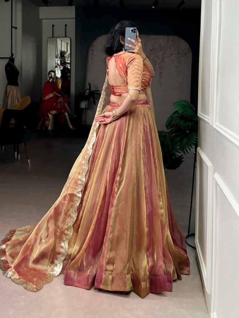CARIKA SILK SEQUINS THREAD EMBROIDERY WORK LEHENGA CHOLI 