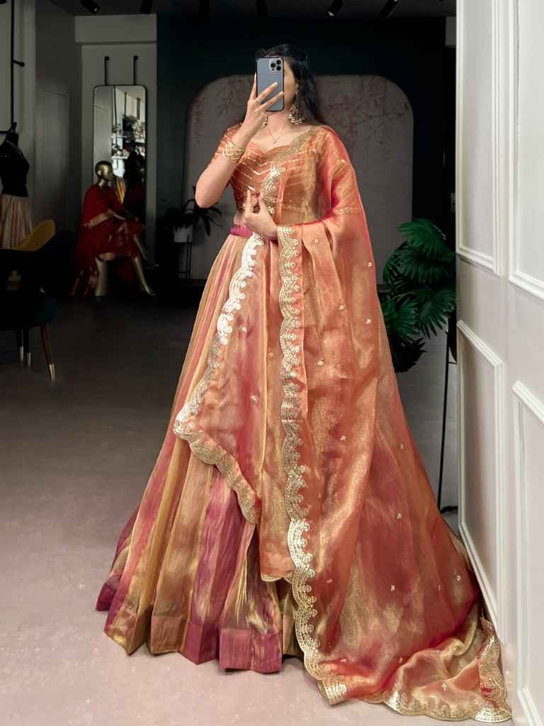 CARIKA SILK SEQUINS THREAD EMBROIDERY WORK LEHENGA CHOLI 