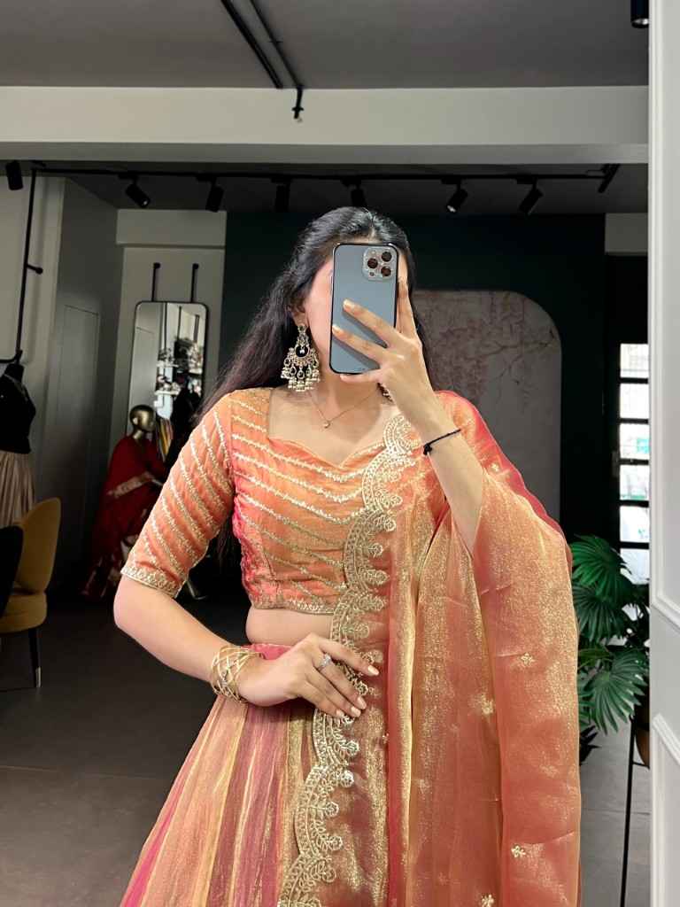 CARIKA SILK SEQUINS THREAD EMBROIDERY WORK LEHENGA CHOLI 