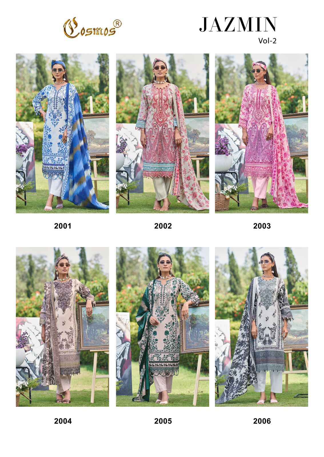 COSMOS JAZMIN VOL-2 LAWN COTTON EMBROIDERED DRESS MATERIAL