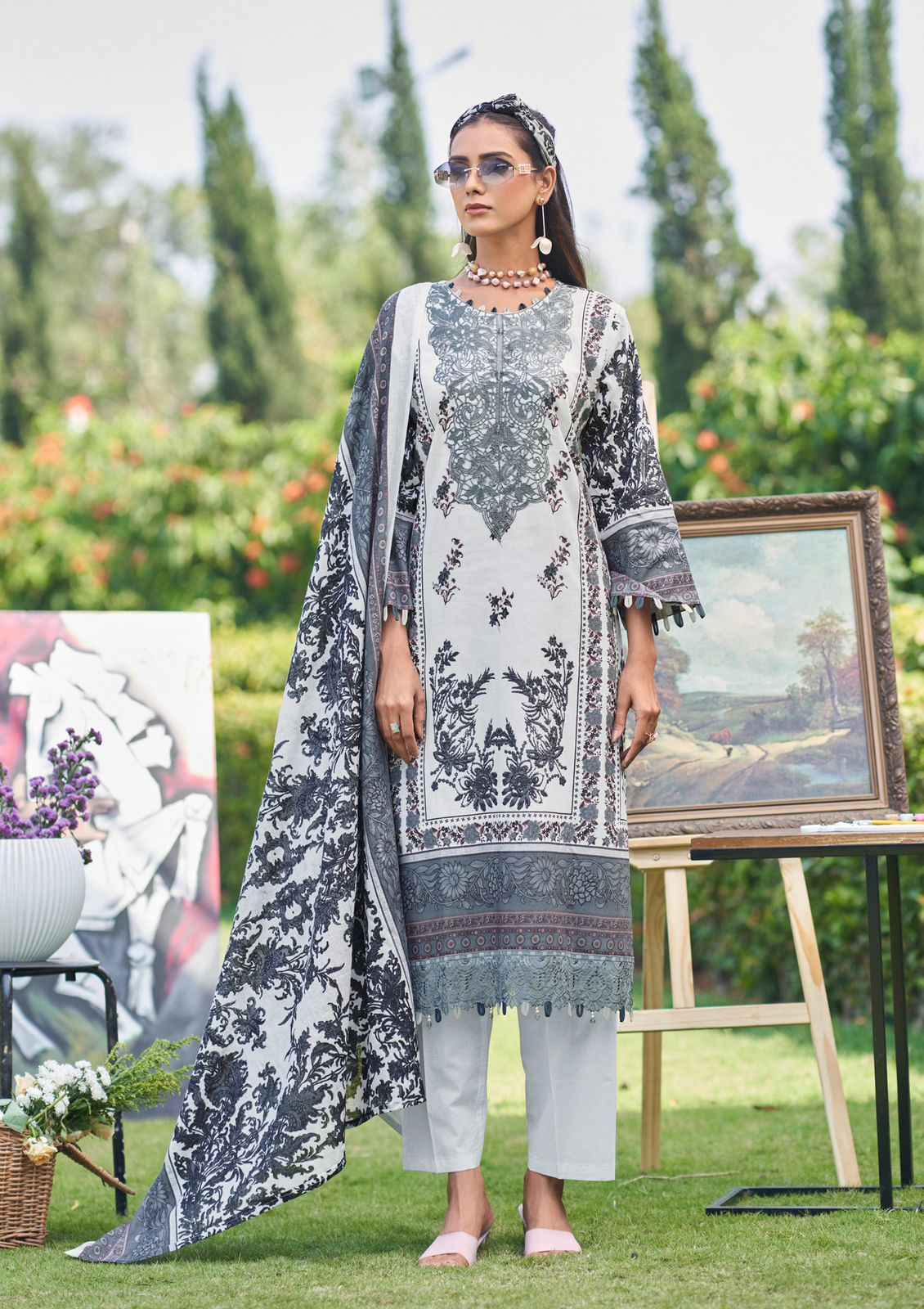 COSMOS JAZMIN VOL-2 LAWN COTTON EMBROIDERED DRESS MATERIAL