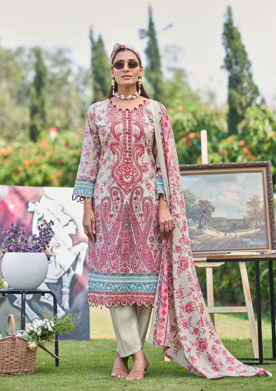 COSMOS JAZMIN VOL-2 LAWN COTTON EMBROIDERED DRESS MATERIAL