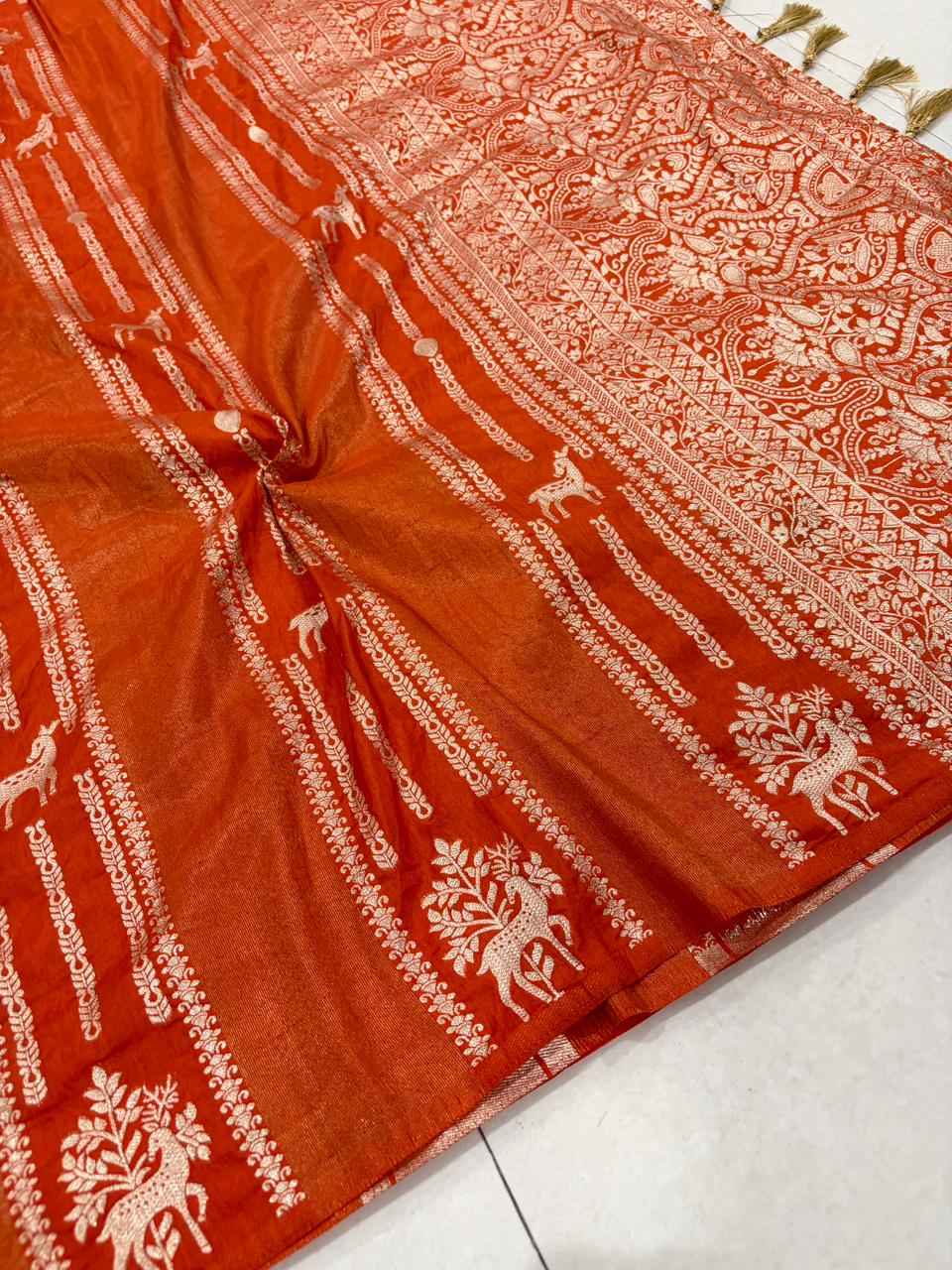 CREPE KHADI COTTON SILK KALAMKARI JARI WOOVEN SAREE