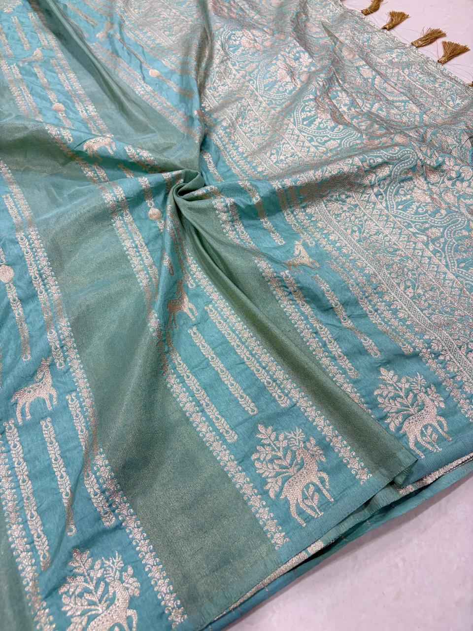 CREPE KHADI COTTON SILK KALAMKARI JARI WOOVEN SAREE