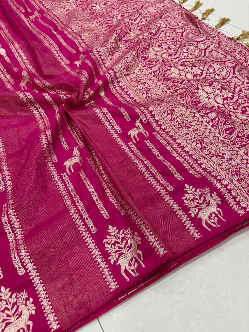 CREPE KHADI COTTON SILK KALAMKARI JARI WOOVEN SAREE