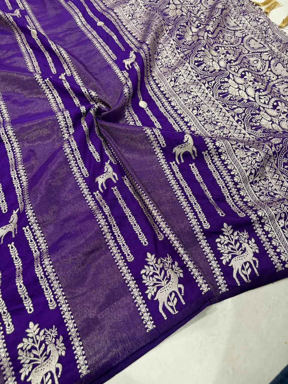 CREPE KHADI COTTON SILK KALAMKARI JARI WOOVEN SAREE