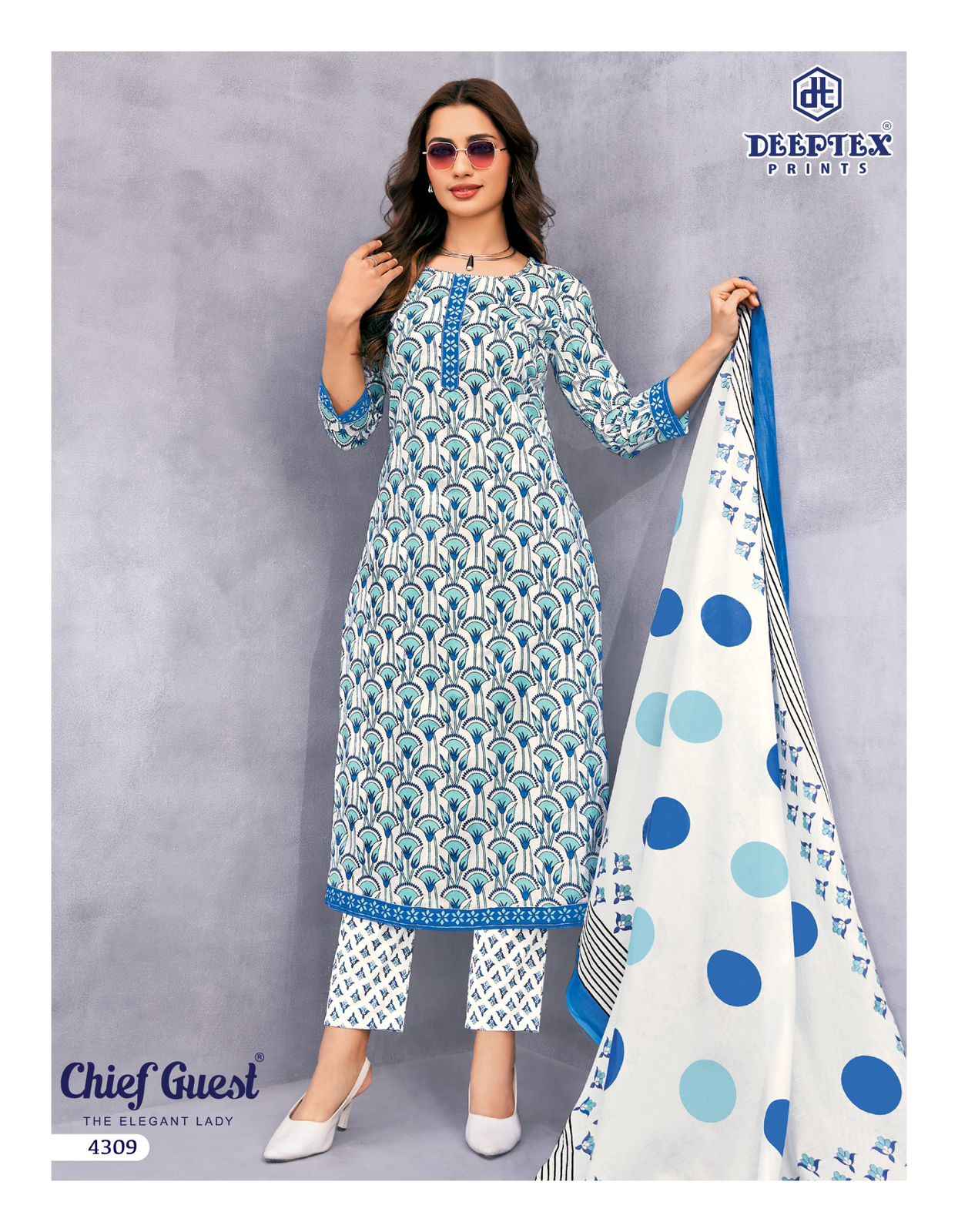 DEEPTEX CHIEF GUEST VOL-43 PURE LAWN COTTON DRESS MATERIAL AT WHOLESALE PRICE