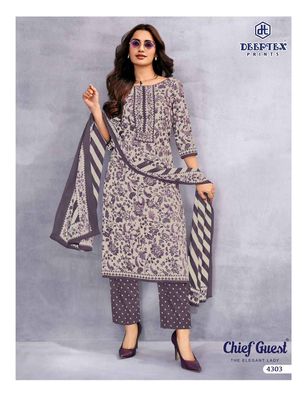 DEEPTEX CHIEF GUEST VOL-43 PURE LAWN COTTON DRESS MATERIAL AT WHOLESALE PRICE